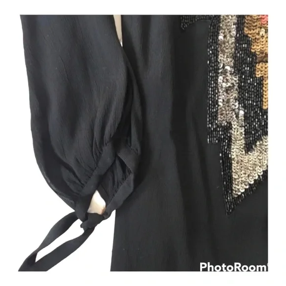 Anthropologie New Holiday Yoana Baraschi Black Tunic Dress Originally $482 - Picture 3 of 6